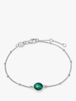 Daisy London Gemstone Bobble Chain Bracelet, Silver/Aventurine, Malachite