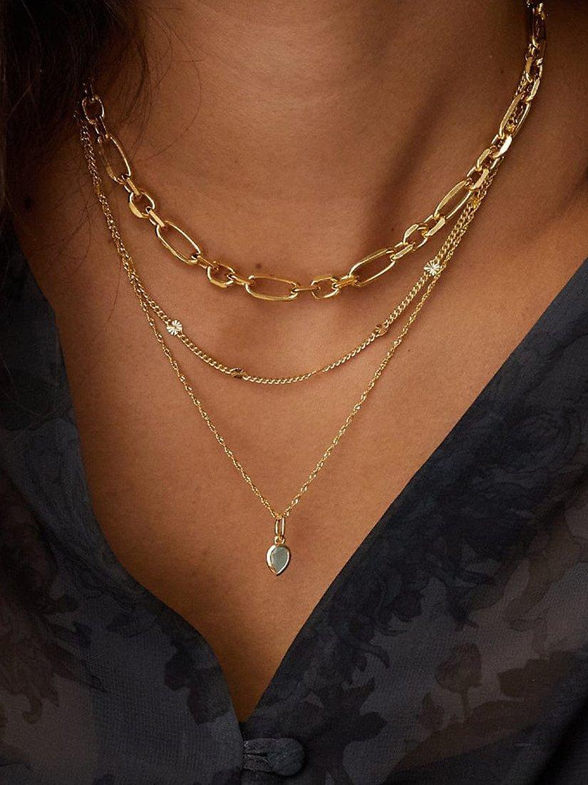 Product image 3 of 5, which shows Daisy London Birthstone Pendant Necklace, March/Aquamarine
