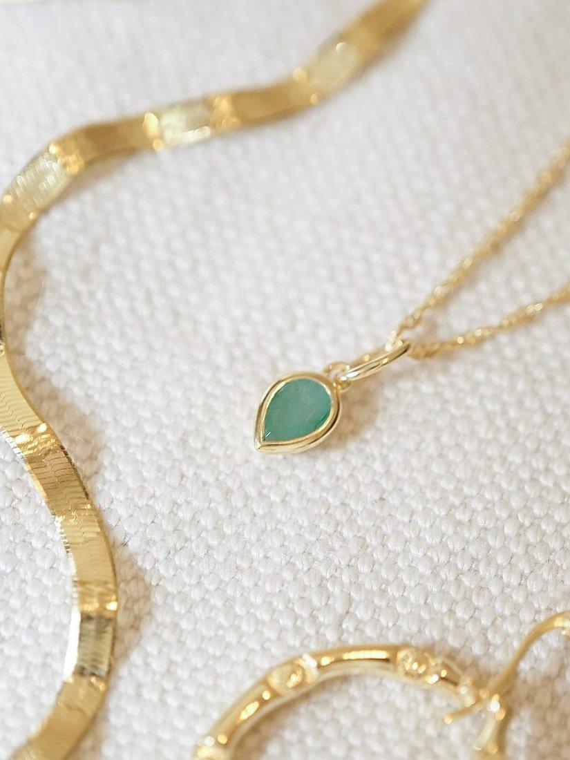 Product image 2 of 5, which shows Daisy London Birthstone Pendant Necklace, May/Emerald