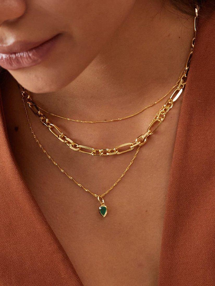 Product image 3 of 5, which shows Daisy London Birthstone Pendant Necklace, May/Emerald