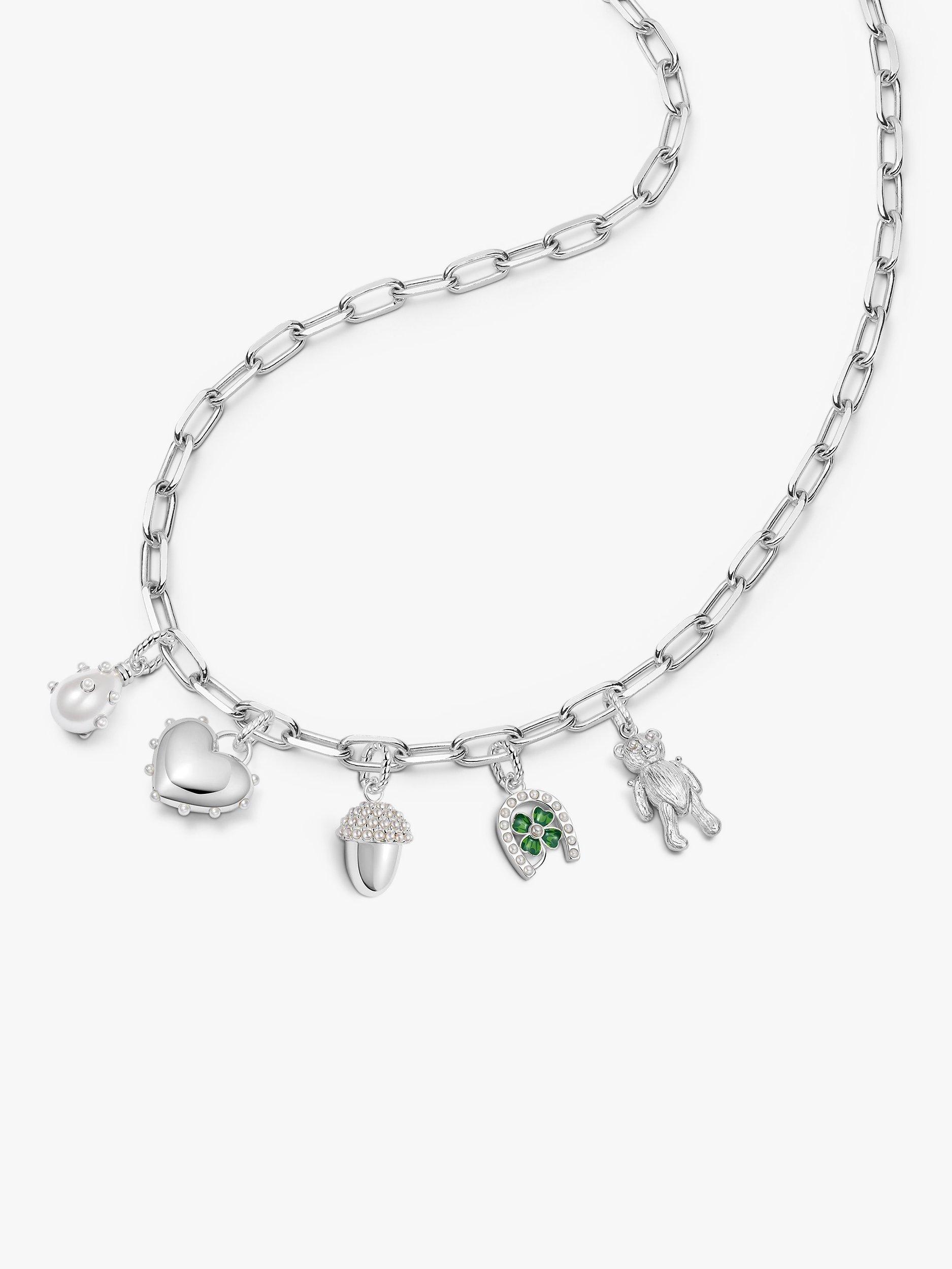 Product image 1 of 3, which shows Daisy London Shrimps x Daisy Charm Chunky Chain Necklace, Silver