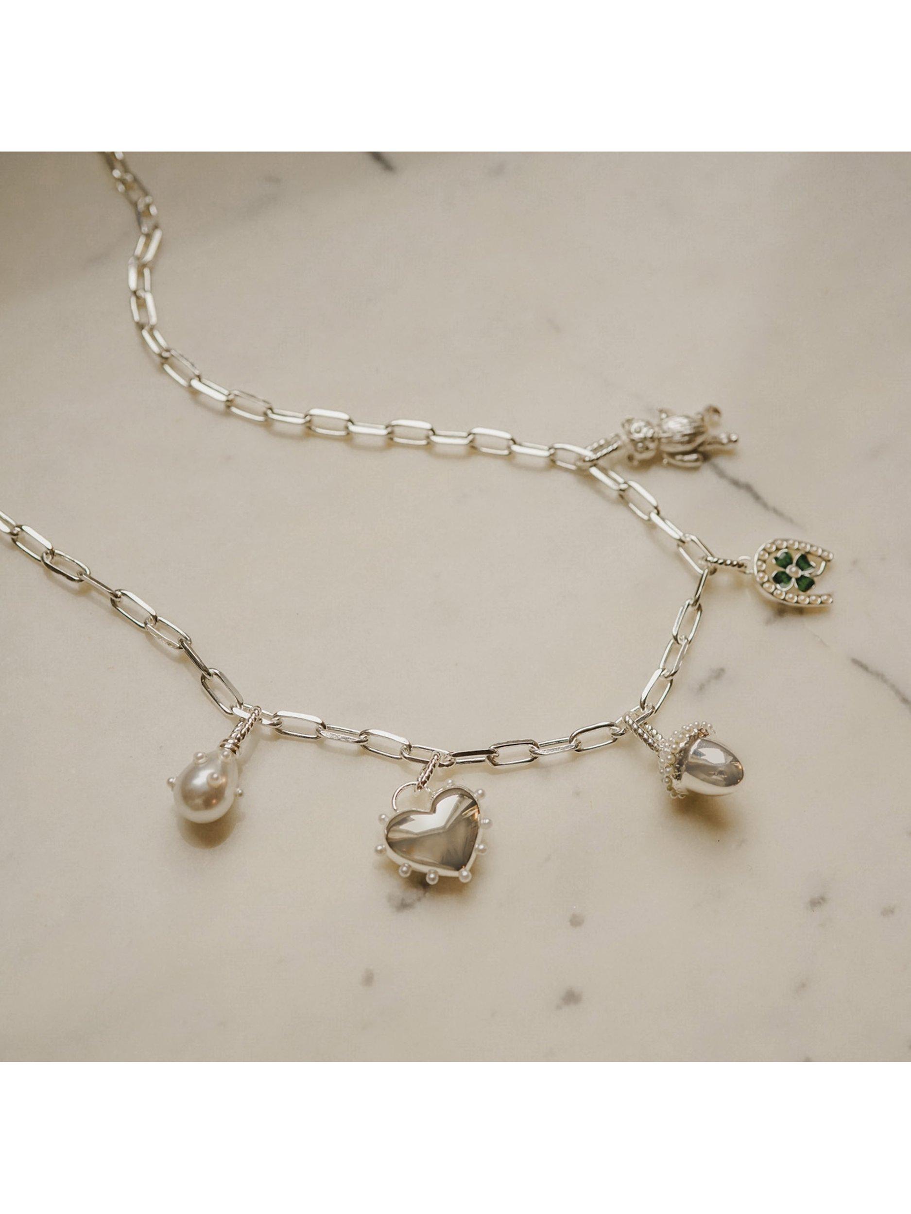 Product image 2 of 3, which shows Daisy London Shrimps x Daisy Charm Chunky Chain Necklace, Silver