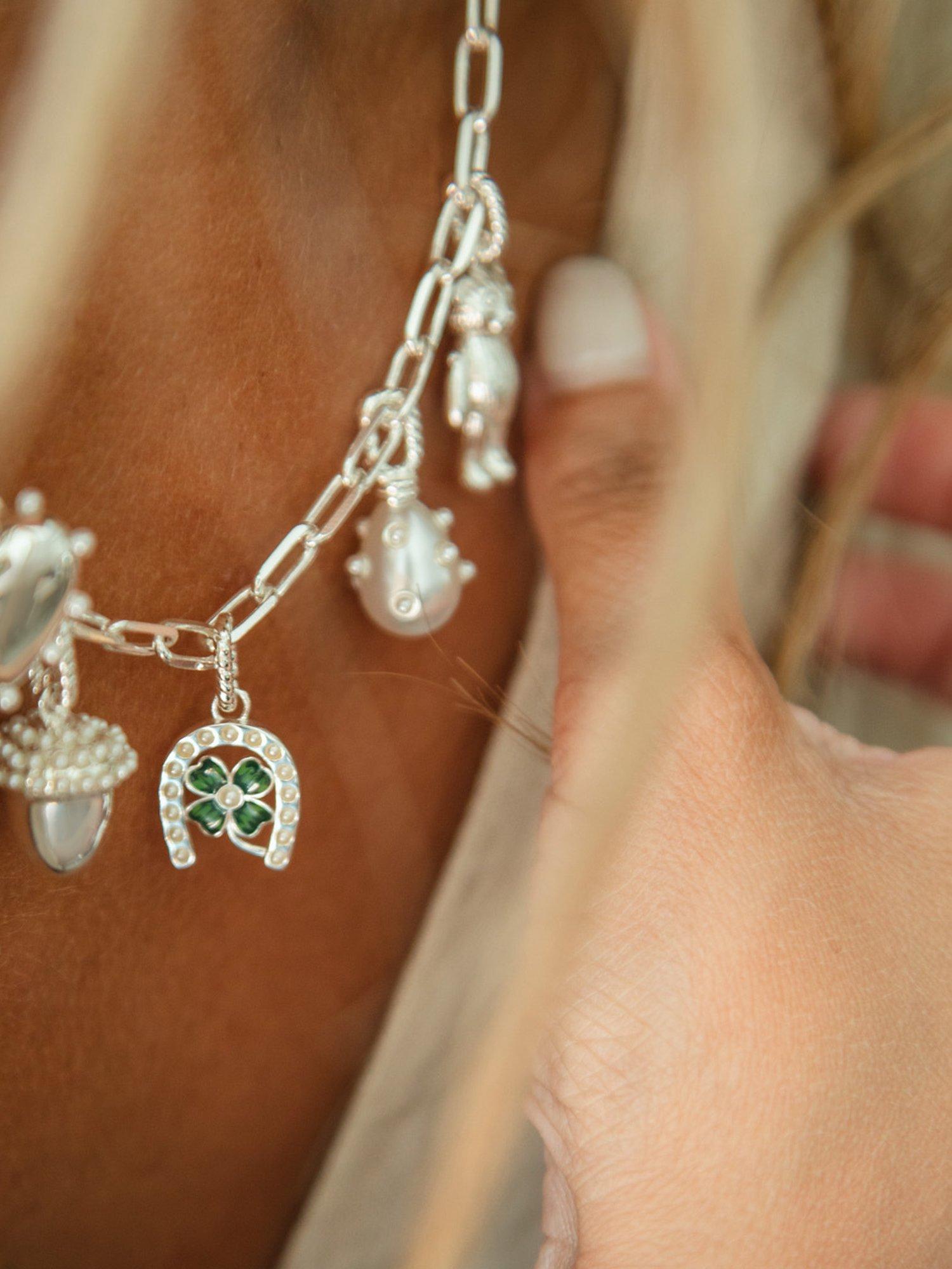 Product image 3 of 3, which shows Daisy London Shrimps x Daisy Charm Chunky Chain Necklace, Silver