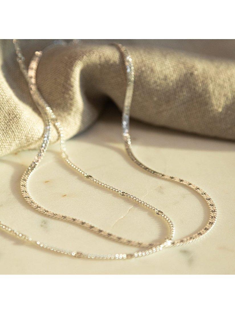 Product image 2 of 3, which shows Daisy London Sunburst Engraved Layered Chain Necklace, Silver