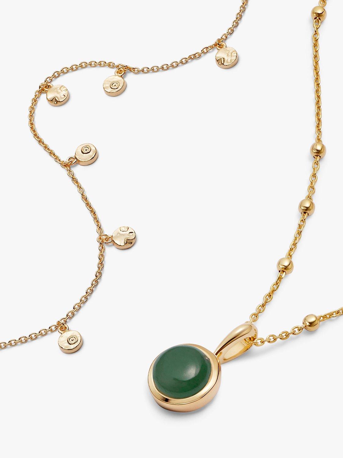 Product image 1 of 4, which shows Daisy London Comforting Sea Aventurine Layered Necklace, Gold