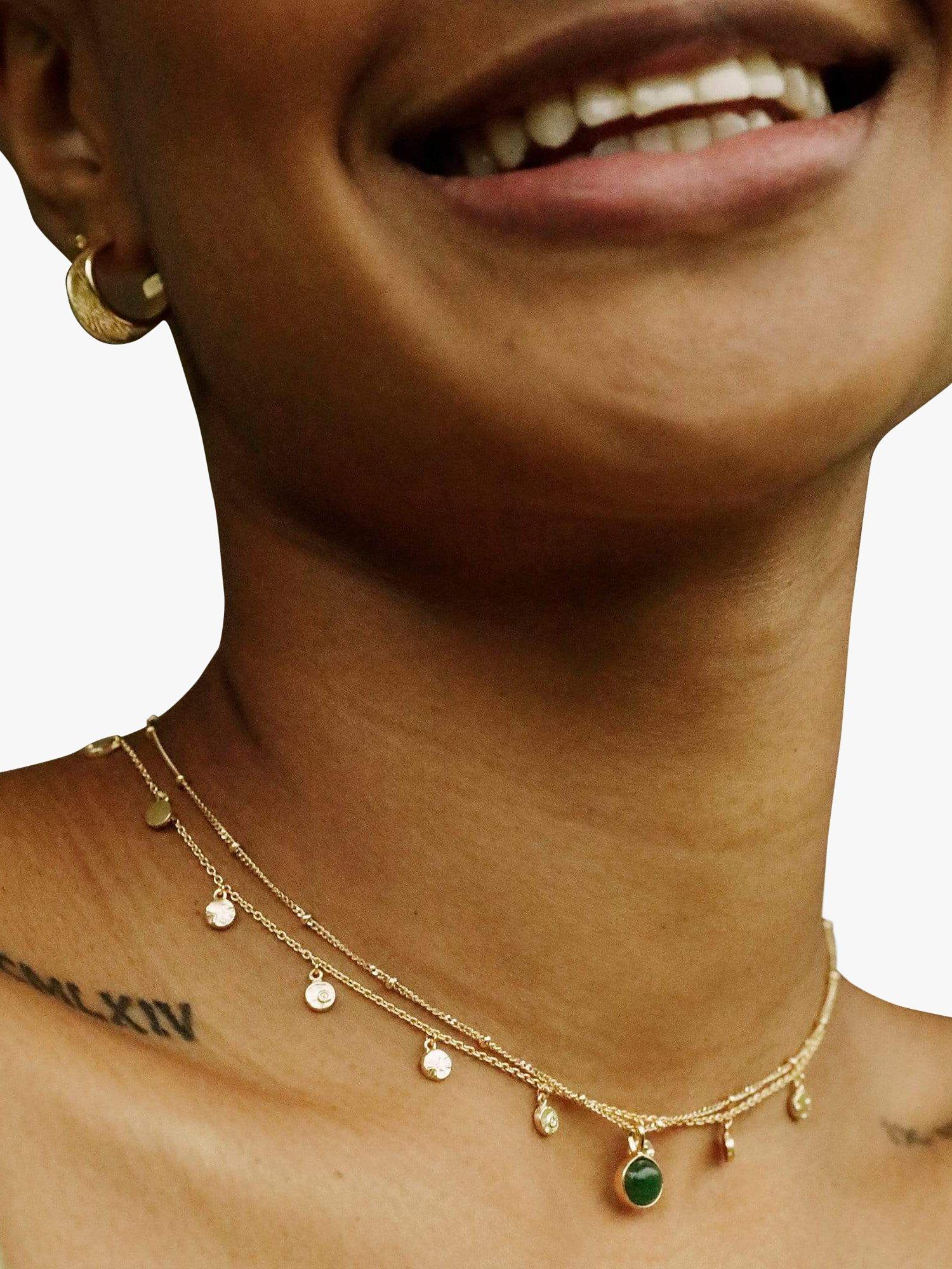 Product image 2 of 4, which shows Daisy London Comforting Sea Aventurine Layered Necklace, Gold