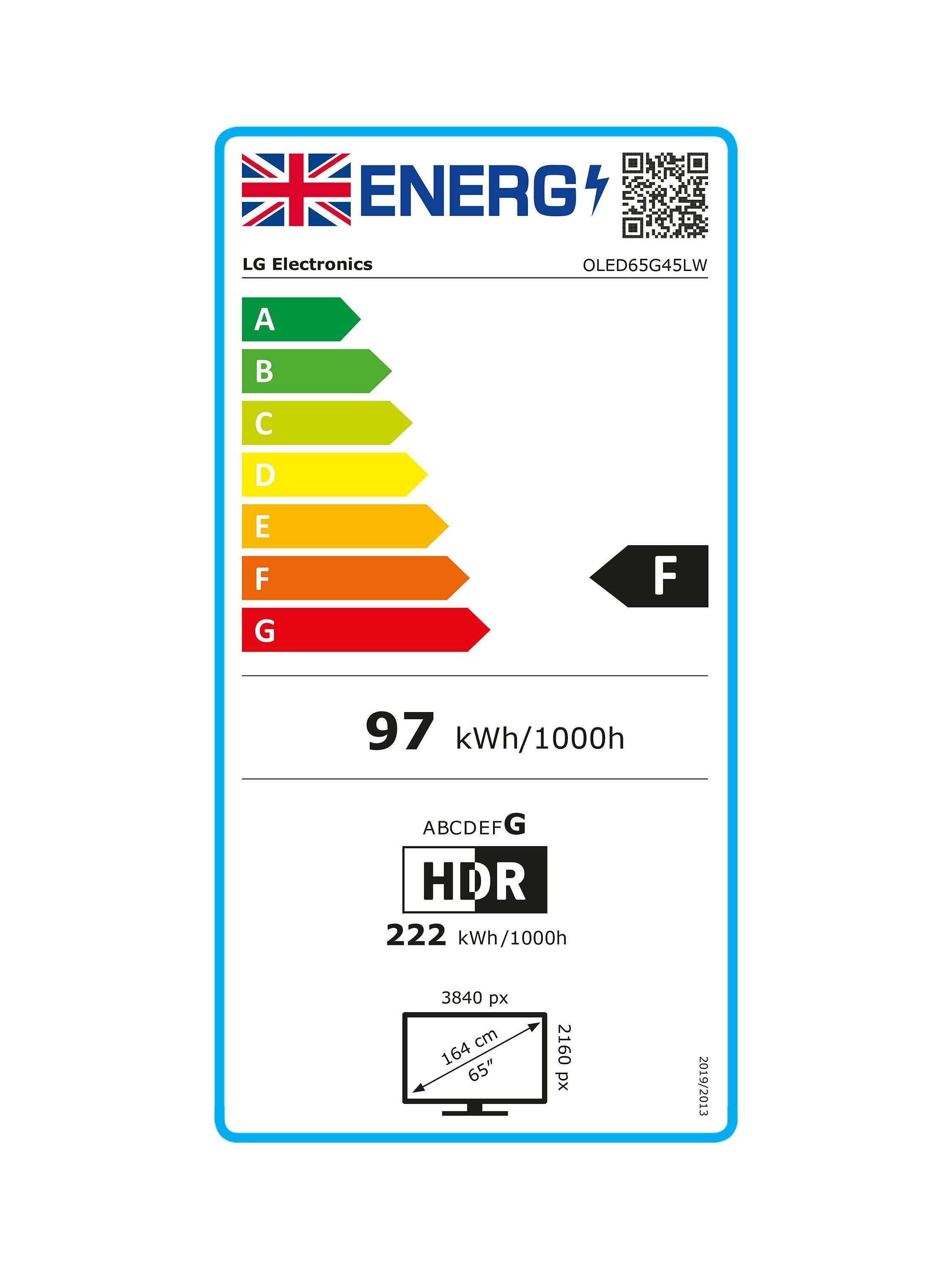 This item is rated F for energy efficiency on a scale from A (most efficient) to G (least efficient).