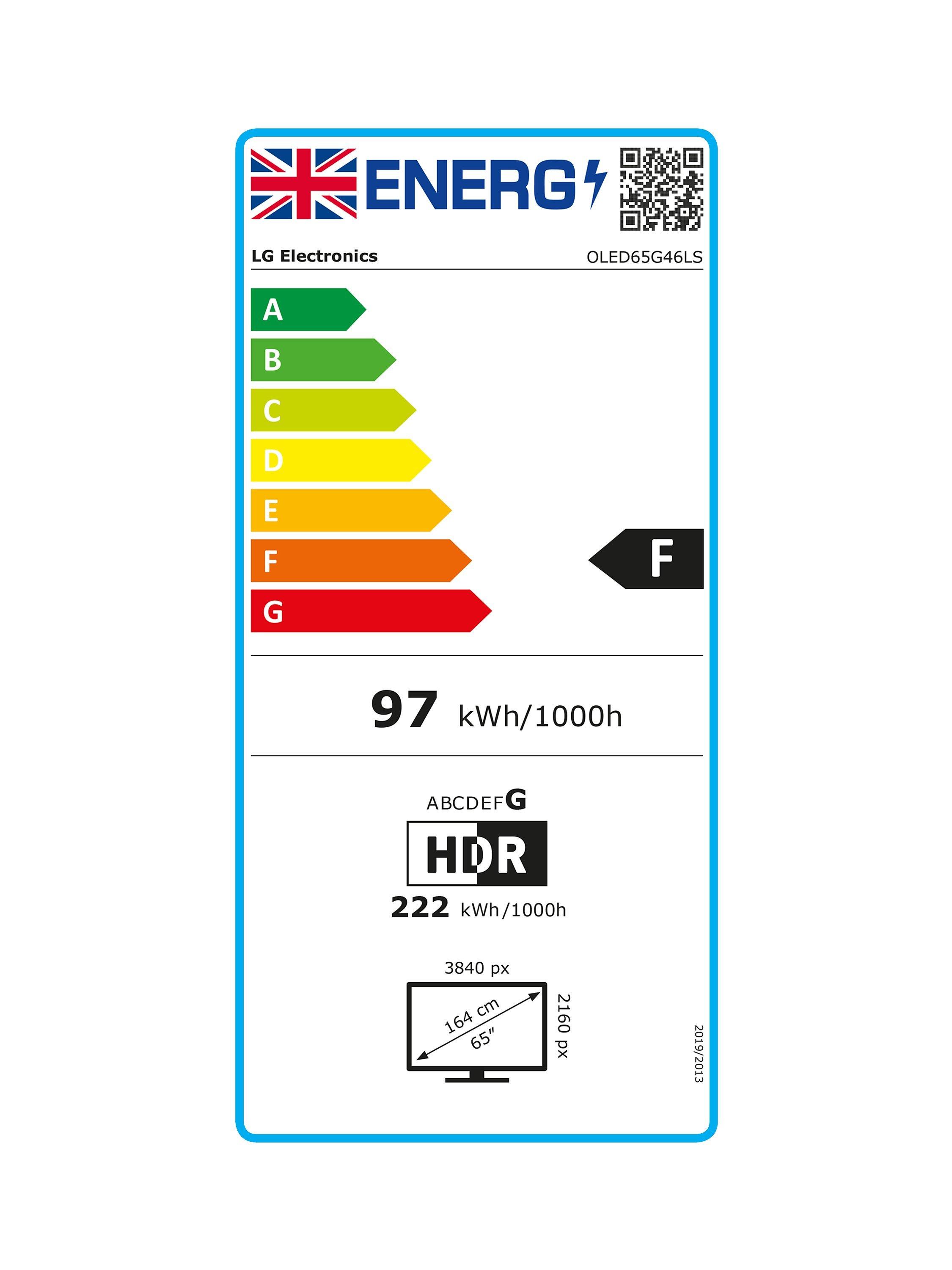 This item is rated F for energy efficiency on a scale from A (most efficient) to G (least efficient).