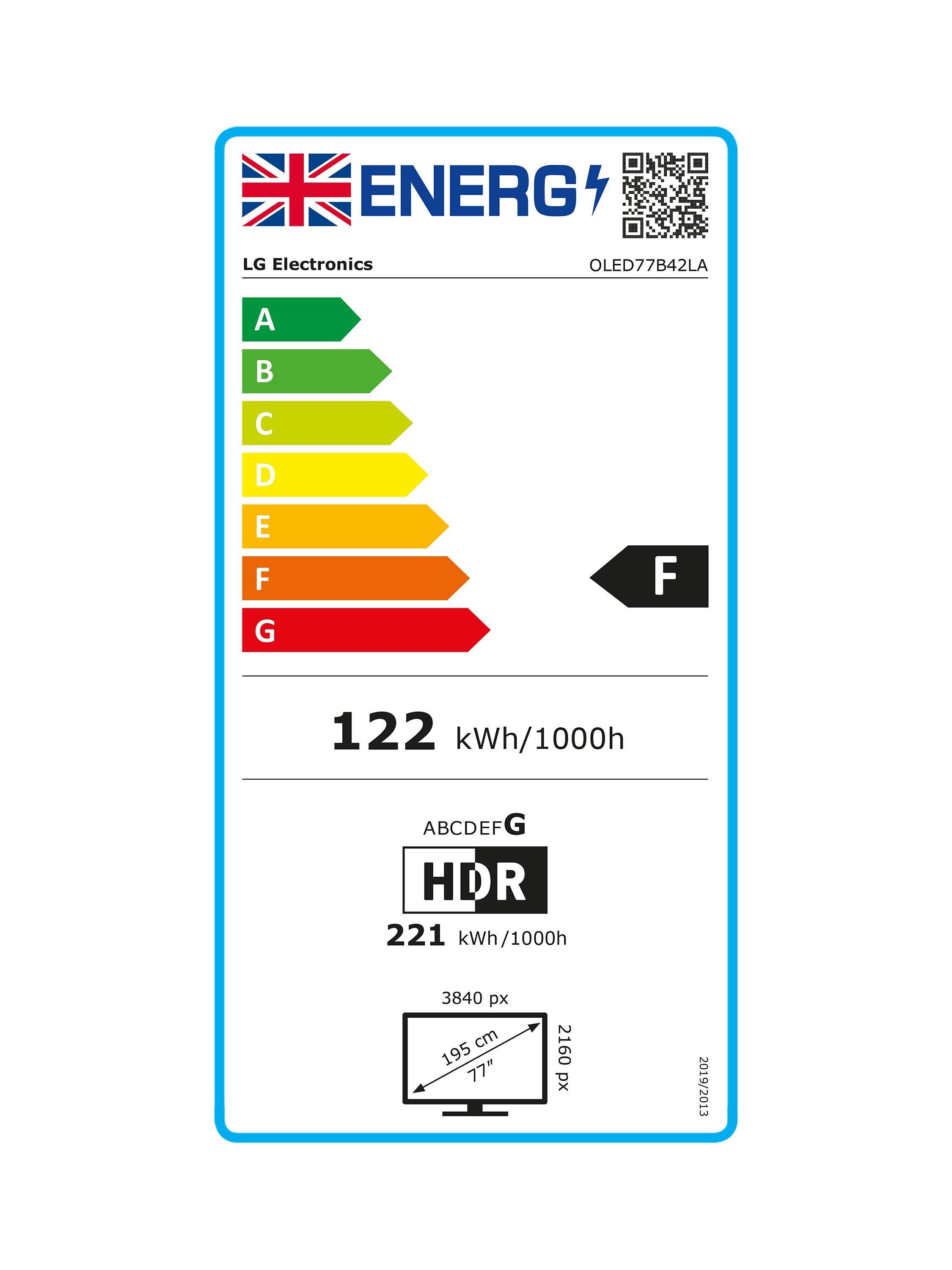 This item is rated F for energy efficiency on a scale from A (most efficient) to G (least efficient).