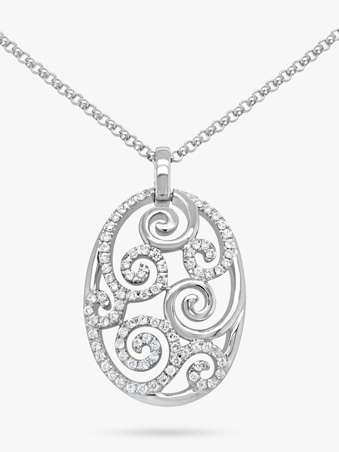 Product image 1 of 5, which shows Milton & Humble Jewellery Pre-Loved Simon G. 18ct White Gold Diamond Scrollwork Pendant Necklace