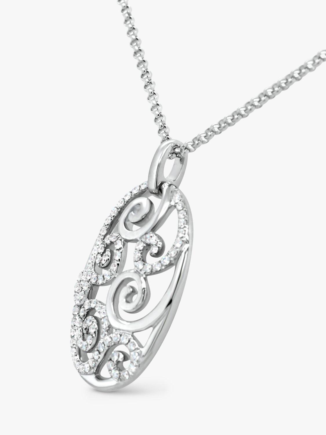 Product image 2 of 5, which shows Milton & Humble Jewellery Pre-Loved Simon G. 18ct White Gold Diamond Scrollwork Pendant Necklace