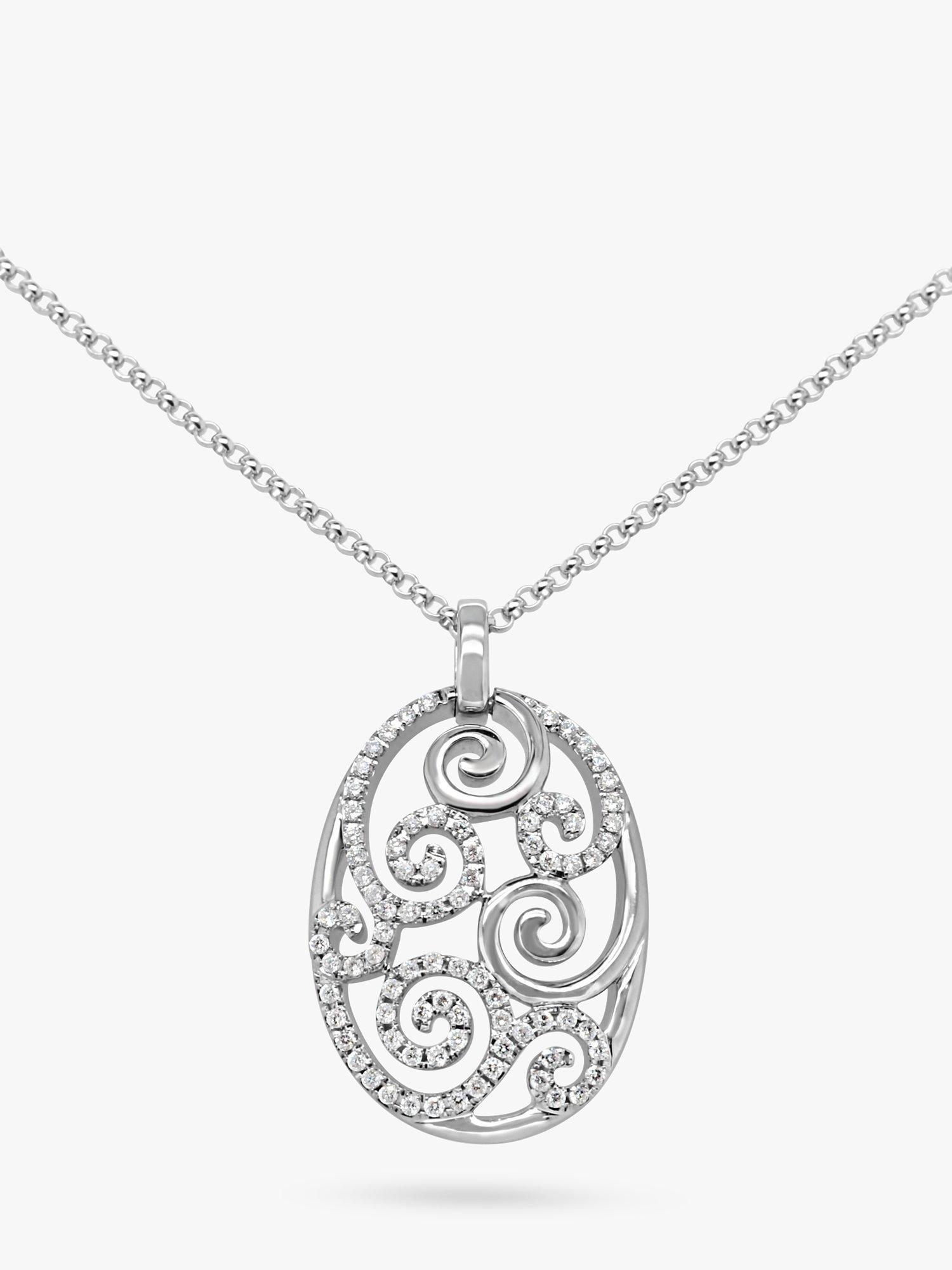 Product image 3 of 5, which shows Milton & Humble Jewellery Pre-Loved Simon G. 18ct White Gold Diamond Scrollwork Pendant Necklace