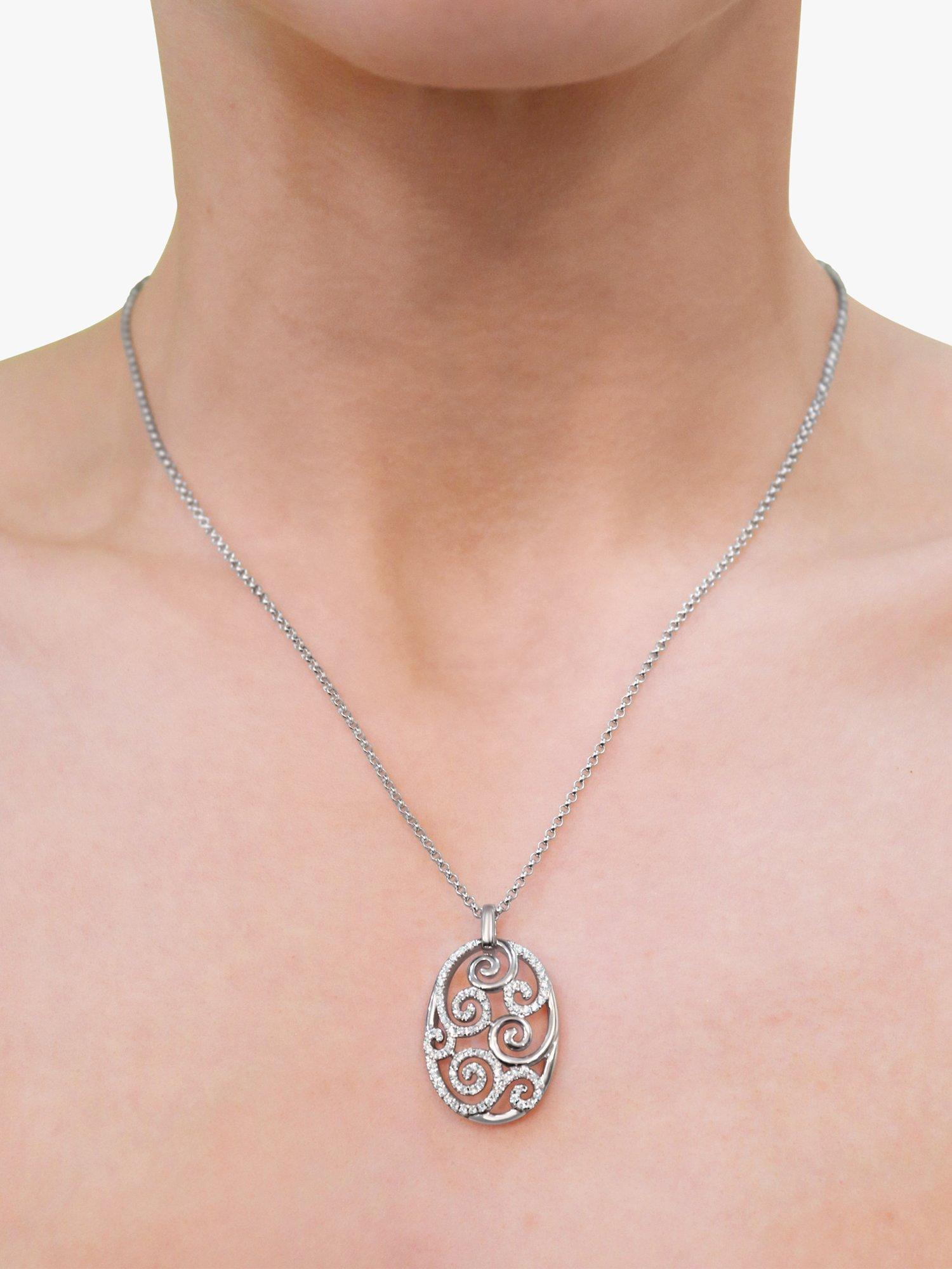 Product image 4 of 5, which shows Milton & Humble Jewellery Pre-Loved Simon G. 18ct White Gold Diamond Scrollwork Pendant Necklace