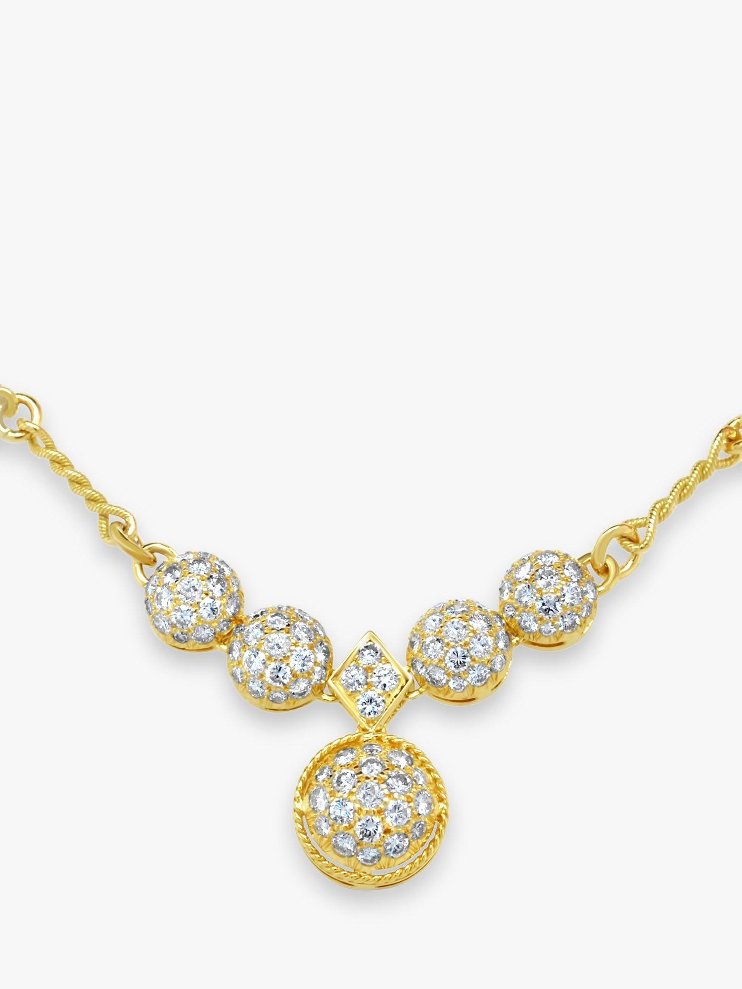 Product image 1 of 4, which shows Milton & Humble Jewellery Second Hand 14ct Yellow Gold Pave Diamond Collar Necklace
