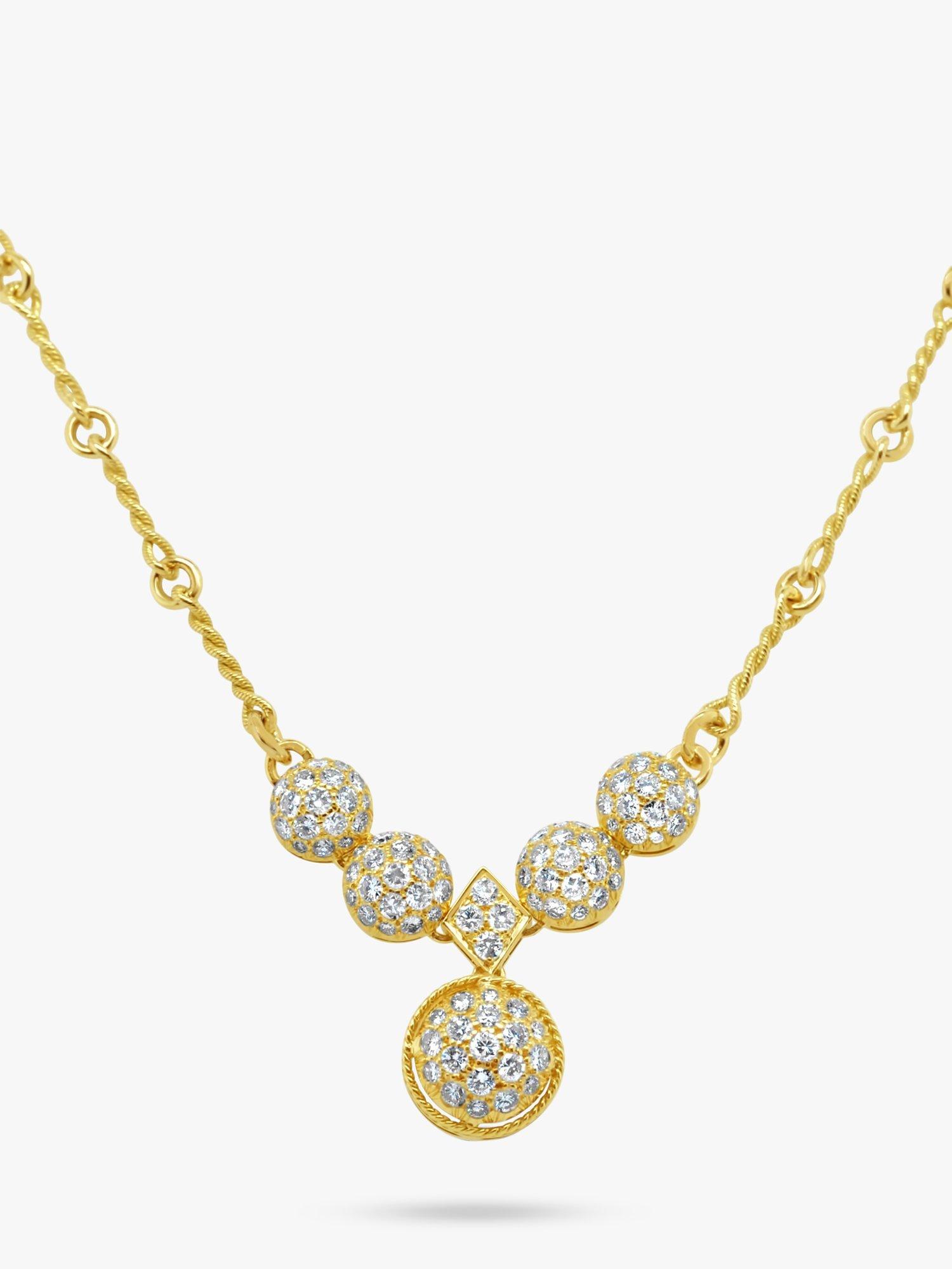 Product image 2 of 4, which shows Milton & Humble Jewellery Second Hand 14ct Yellow Gold Pave Diamond Collar Necklace