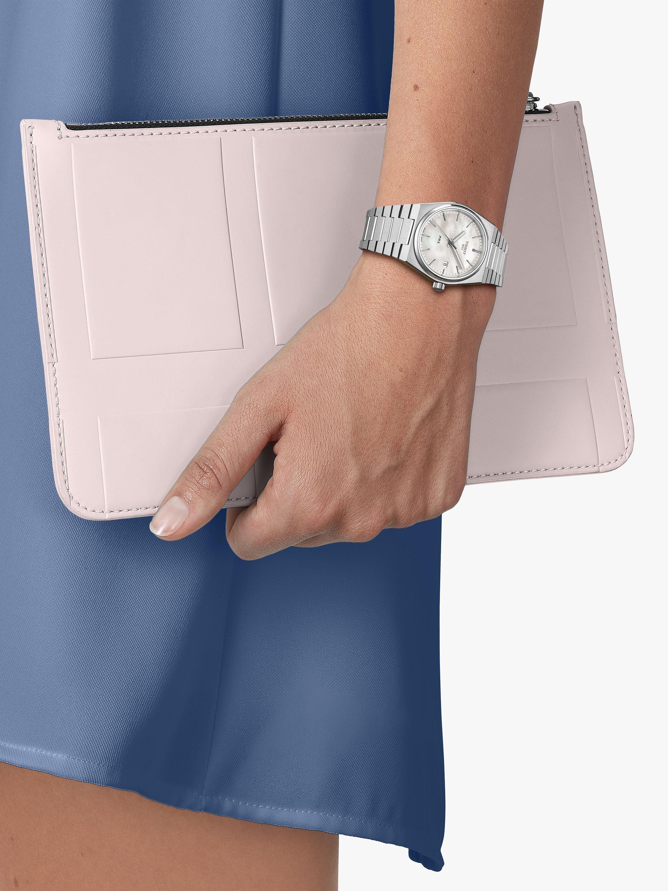 Product image 4 of 4, which shows Tissot T1372101111100 Unisex PRX 35 Mother of Pearl Dial Watch, Silver