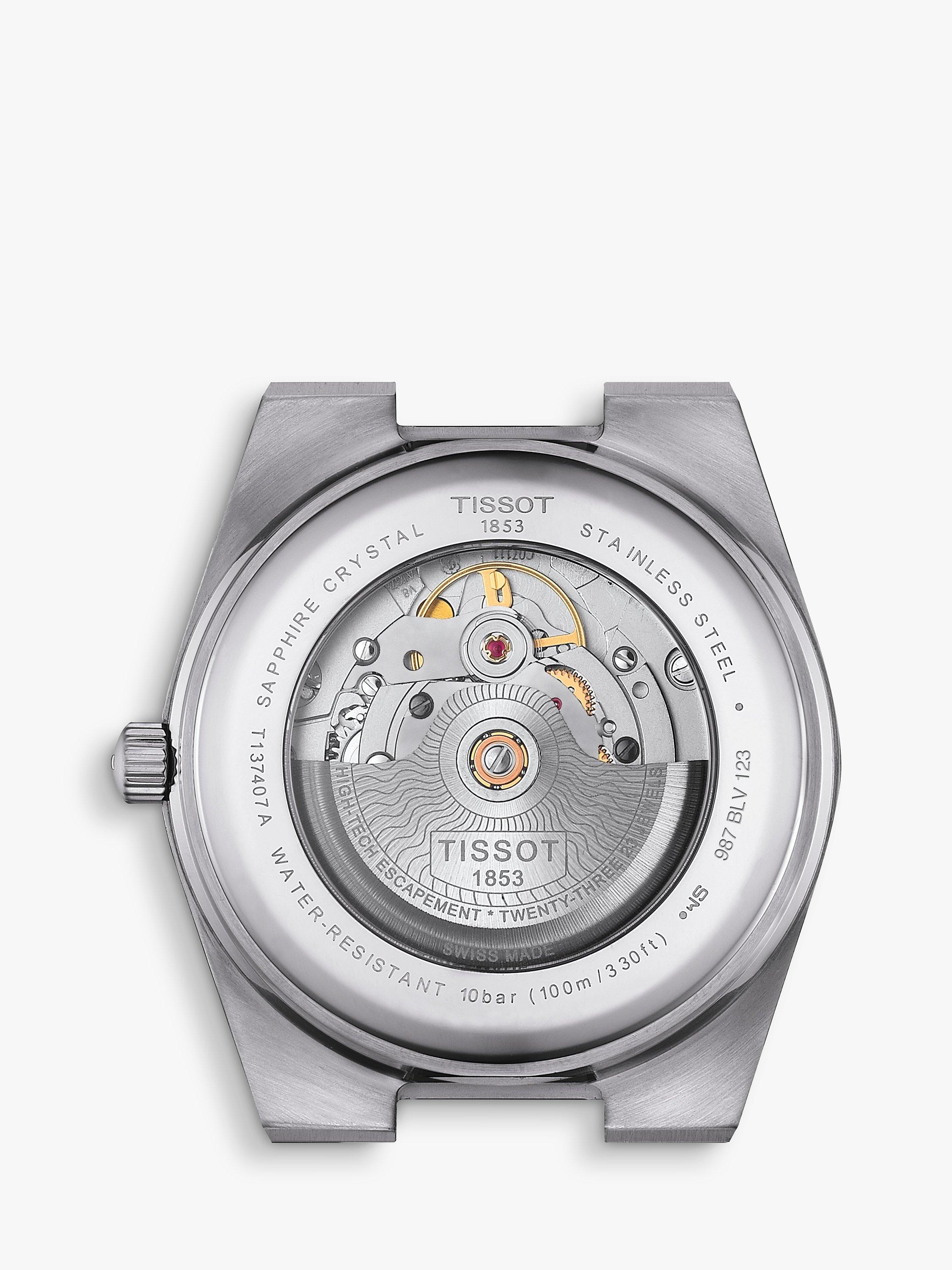 Product image 3 of 4, which shows Tissot Unisex PRX Powermatic 80 Waffle Dial Bracelet Strap Watch, Dark Blue Fade/Silver T1374071105101
