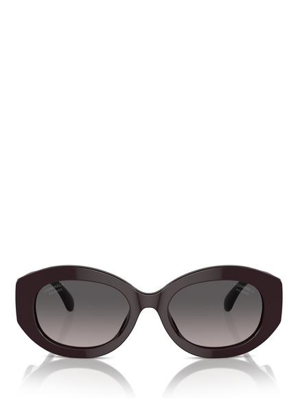 CHANEL Polarised Oval Sunglasses CH5528, Red Vendome - view 2, Red Vendome