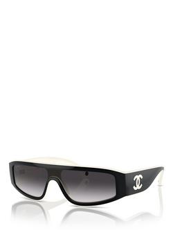 CHANEL 0CH6057 Rectangular Sunglasses, Black/Milky White, Black/Milky White