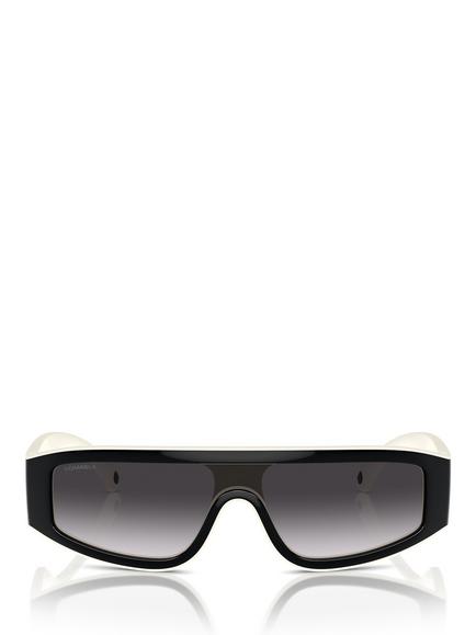 CHANEL 0CH6057 Rectangular Sunglasses, Black/Milky White - view 2, Black/Milky White