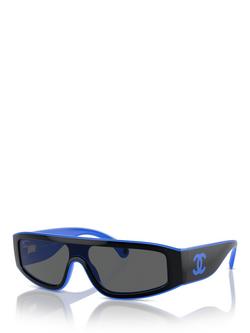 CHANEL Shield Sunglasses CH6057, Black Blue/Grey, Black Blue/Grey