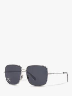 Celine CL000451 Men's Square Sunglasses, Silver/Grey, Silver/Grey