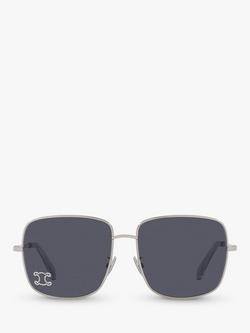 Celine CL000451 Men's Square Sunglasses, Silver/Grey - view 2, Silver/Grey