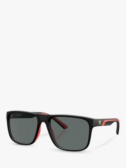 Scuderia Ferrari FZ600 Men's Polarized Rectangular Sunglasses, Matte Black, Matte Black