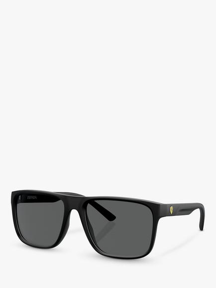 Scuderia Ferrari FZ6002U Men's Square Sunglasses, Matte Black/Black, Matte Black/Black
