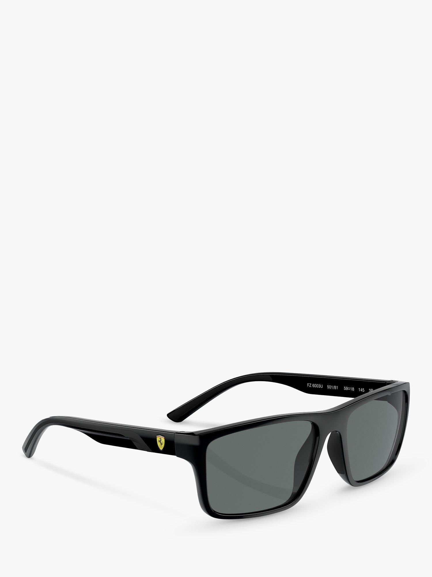Product image 6 of 6, which shows Scuderia Ferrari FZ6003U Men's Polarised Rectangular Sunglasses, Black/Black