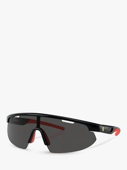 Scuderia Ferrari FZ6004U Men's Wrap Sunglasses, Black, Black