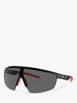 Scuderia Ferrari FZ6005U Men's Wrap Sunglasses, Black, Black