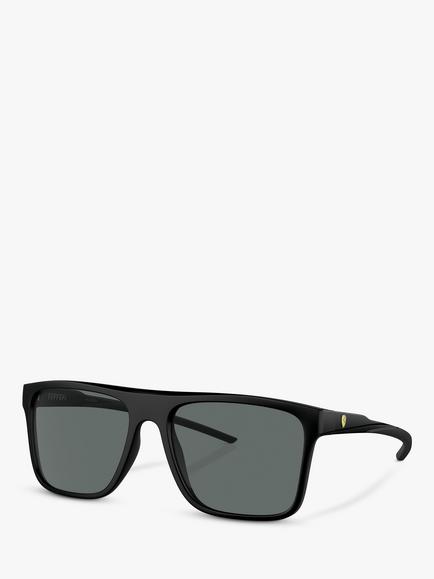 Scuderia Ferrari FZ600 Men's Polarized Rectangular Sunglasses, Matte Black, Matte Black