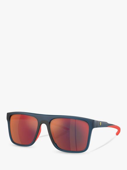 Scuderia Ferrari FZ60065 Men's Square Sunglasses, Opal Blue/Red, Opal Blue/Red