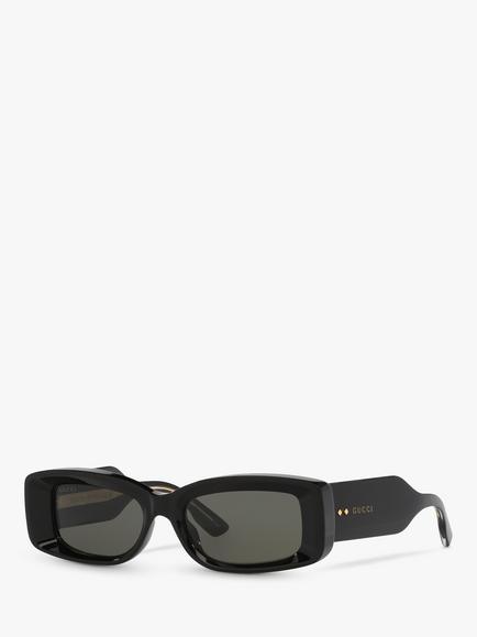 Gucci GC002199 Women's Rectangular Sunglasses, Black, Black