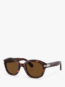 Persol PO0060S24 Women's Polarised Oval Sunglasses, Havana/Brown, Havana/Brown