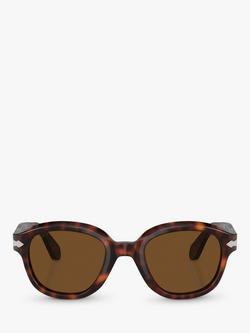Persol PO0060S24 Women's Polarised Oval Sunglasses, Havana/Brown - view 2, Havana/Brown