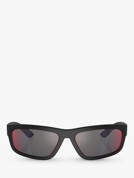 Prada Linea Rossa PS05ZS Men's Rectangular Sunglasses, Black - view 2, Black