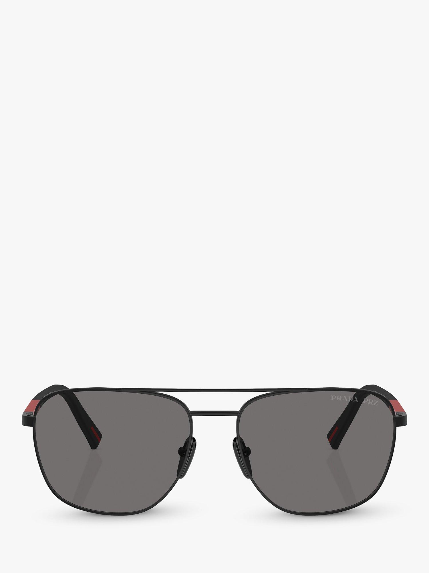 Product image 2 of 5, which shows Prada Linea Rossa PS54ZS Men's Polarised Aviator Sunglasses, Matte Black