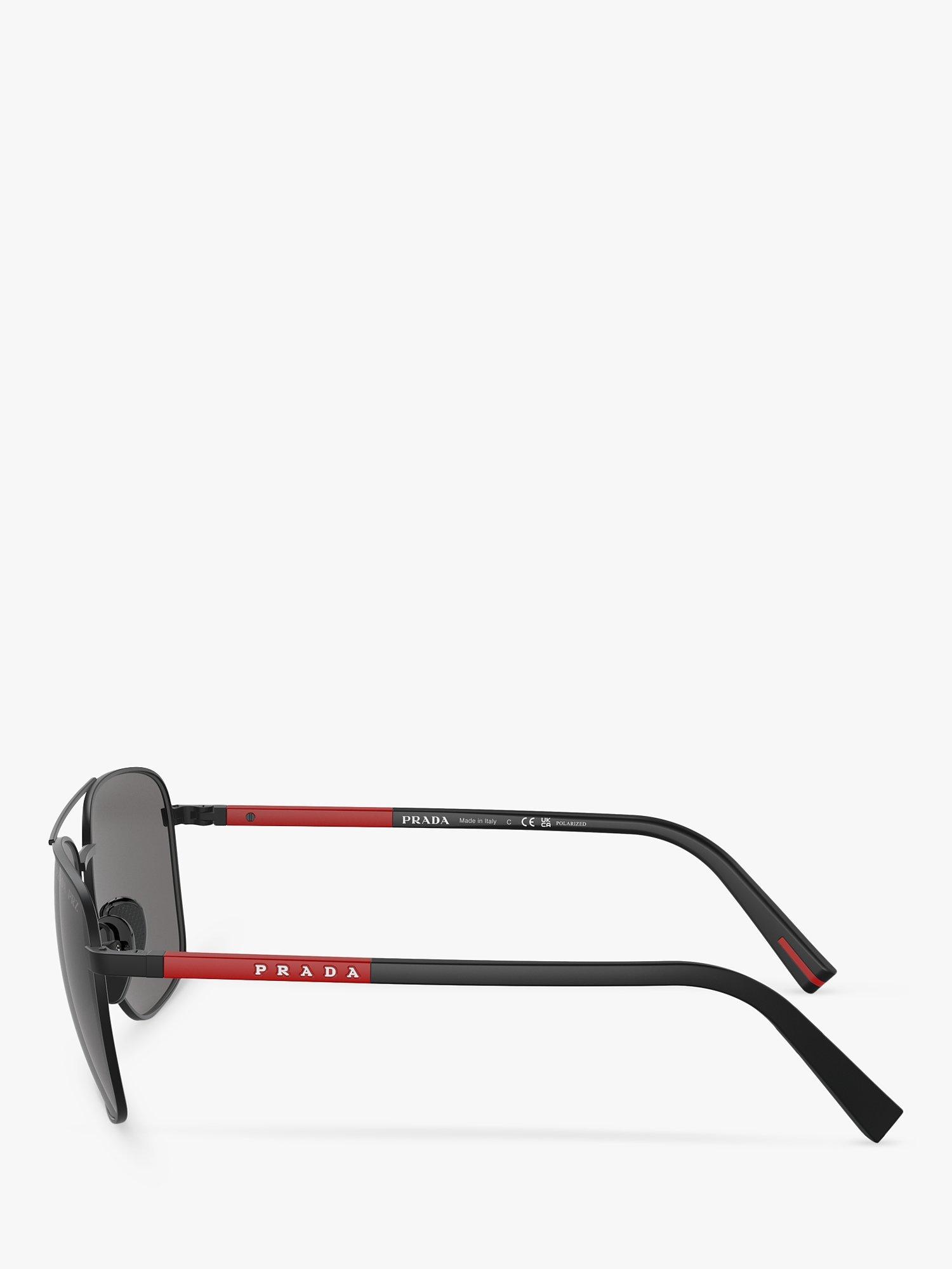 Product image 3 of 5, which shows Prada Linea Rossa PS54ZS Men's Polarised Aviator Sunglasses, Matte Black
