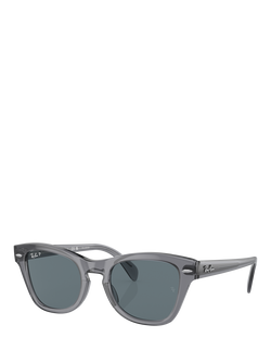 Ray-Ban RB0707 Unisex Polarised D-Frame Sunglasses, Transparent Grey/Grey, Transparent Grey/Grey