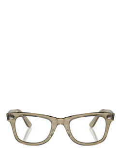 Ray-Ban RB2140 Men's D-Frame Sunglasses, Photo Striped Grey/Clear - view 2, Photo Striped Grey/Clear