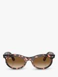 Ray-Ban RB224213 Women's Oval Sunglasses, Pink Havana