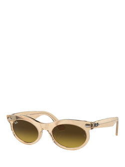 Ray-Ban RB2242 Women's Oval Sunglasses, Photo Waves Brown, Photo Waves Brown