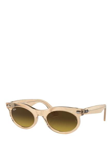 Ray-Ban RB2242 Women's Oval Sunglasses, Photo Waves Brown, Photo Waves Brown