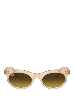 Ray-Ban RB2242 Women's Oval Sunglasses, Photo Waves Brown - view 2, Photo Waves Brown