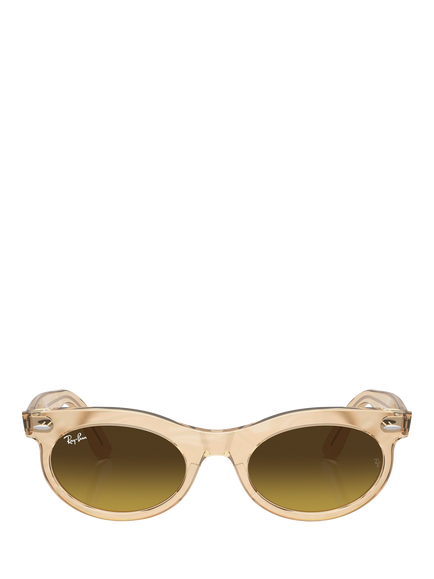 Ray-Ban RB2242 Women's Oval Sunglasses, Photo Waves Brown - view 2, Photo Waves Brown