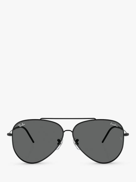 Ray-Ban RBR0101 Men's Aviator Sunglasses, Black - view 2, Black