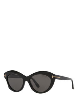 TOM FORD TR00184 Women's Polarised Cat's Eye Sunglasses, Black, Black