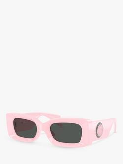 Versace VE4474U Women's Medusa Medallion Rectangular Sunglasses, Pink, Pink